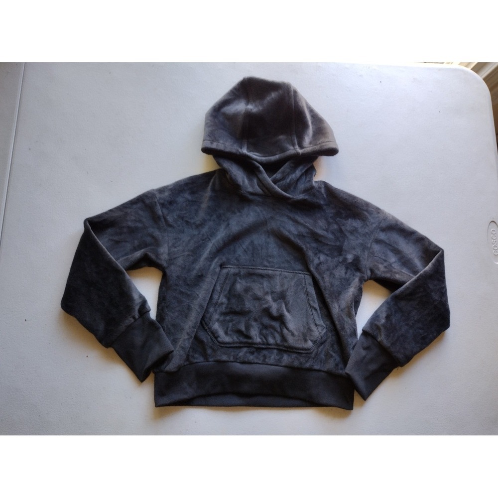 All In Motion Kids Charcoal Gray Plush Fleece Hoodie Thumbhole Cuffs Size S 6/6X